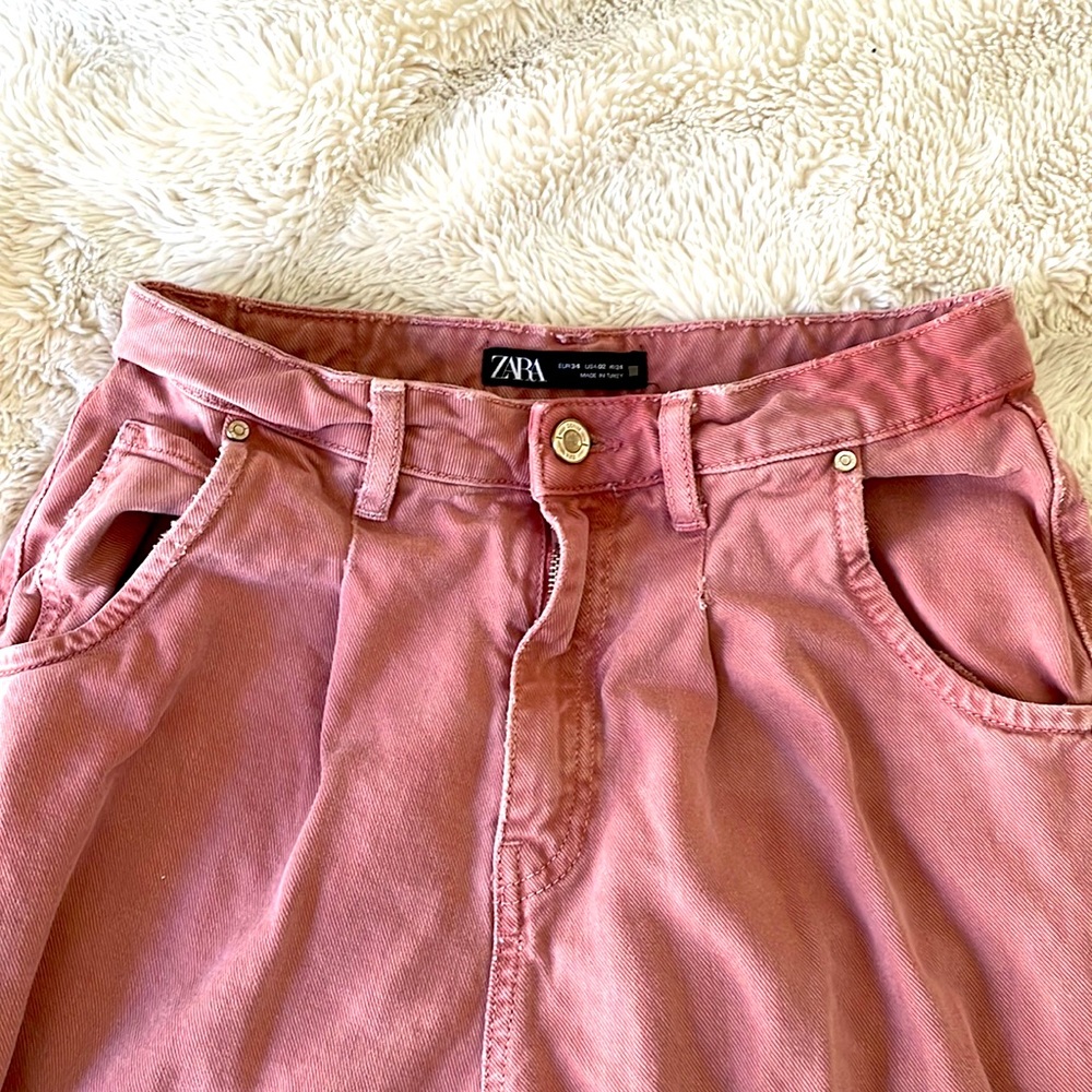 Rose pink mom style jeans
